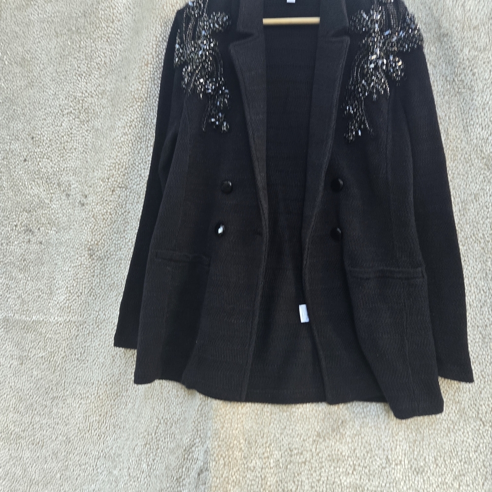 Chico's Elegant Black Embroidered Blazer - Picture 5 of 12